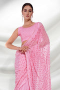 Pink Georgette Saree With Blouse Piece