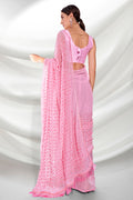 Pink Georgette Saree With Blouse Piece