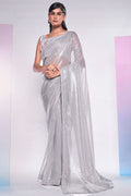 Grey Georgette Saree With Blouse Piece