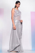 Grey Georgette Saree With Blouse Piece