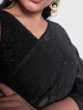 Black Georgette Party Wear Saree With Blouse Piece