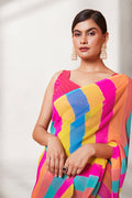 Multicolor Georgette Saree With Blouse Piece