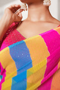 Multicolor Georgette Saree With Blouse Piece