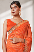 Orange Georgette Saree With Blouse Piece