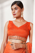 Orange Georgette Saree With Blouse Piece