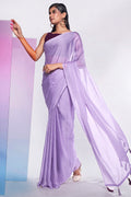 Lavender Georgette Saree With Blouse Piece