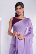 Lavender Georgette Saree With Blouse Piece