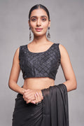 Black Silk Saree With Blouse Piece