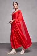 Red Silk Saree With Blouse Piece