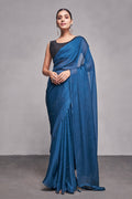 Teal Silk Saree With Blouse Piece