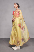 Lime Organza Saree With Blouse Piece