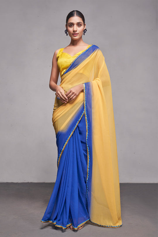 Multi Color Georgette Saree With Blouse Piece