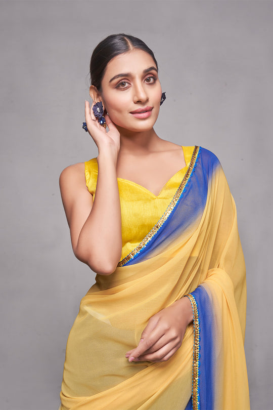 Multi Color Georgette Saree With Blouse Piece