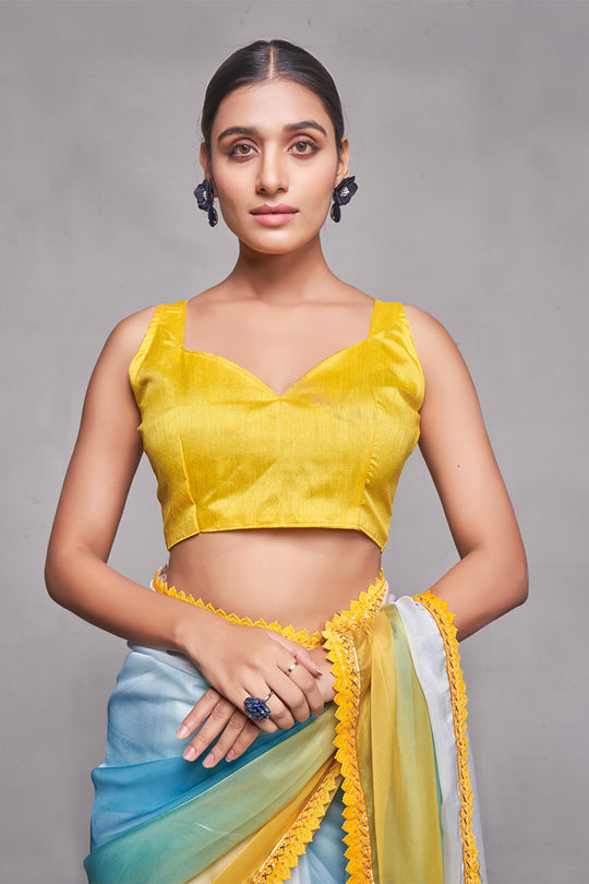 Multi Color Organza Saree With Blouse Piece