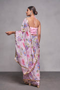 Pink Floral Organza Saree With Blouse Piece