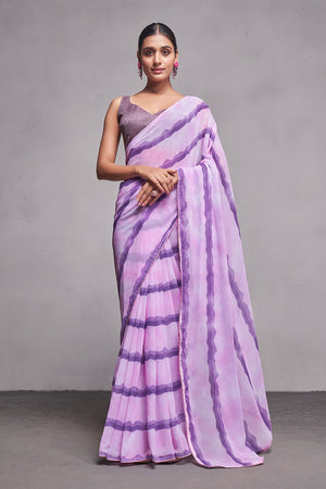 Lavender Georgette Saree With Blouse Piece