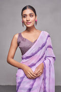 Lavender Georgette Saree With Blouse Piece