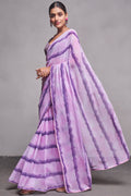 Lavender Georgette Saree With Blouse Piece