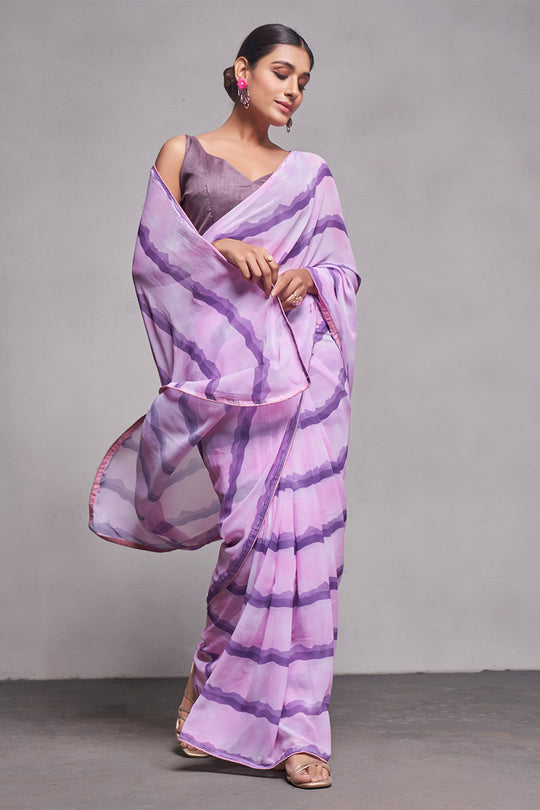 Lavender Georgette Saree With Blouse Piece
