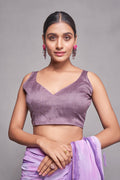 Lavender Georgette Saree With Blouse Piece