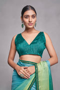 Multi Color Organza Saree With Blouse Piece