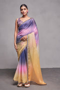 Multi Color Organza Saree With Blouse Piece