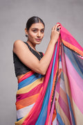 Multi Color Georgette Saree With Blouse Piece