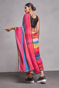 Multi Color Georgette Saree With Blouse Piece