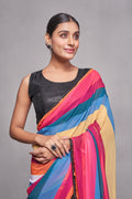 Multi Color Georgette Saree With Blouse Piece