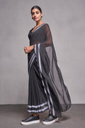 Black Georgette Saree With Blouse Piece