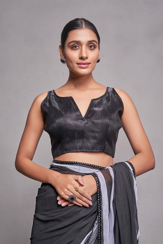 Black Georgette Saree With Blouse Piece