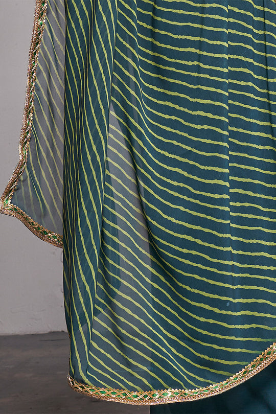 Green Georgette Saree With Blouse Piece
