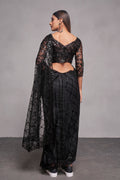 Black Net Saree With Blouse Piece