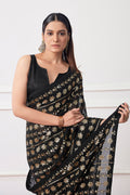 Black Georgette Saree With Blouse Piece