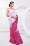 Pink Georgette Saree With Blouse Piece
