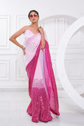 Pink Georgette Saree With Blouse Piece