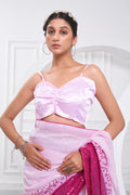 Pink Georgette Saree With Blouse Piece