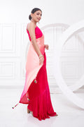 Pink Georgette Saree With Blouse Piece