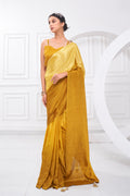 Yellow Georgette Saree With Blouse Piece