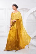 Yellow Georgette Saree With Blouse Piece