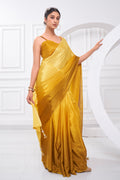 Yellow Georgette Saree With Blouse Piece