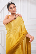 Yellow Georgette Saree With Blouse Piece