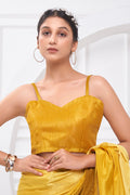 Yellow Georgette Saree With Blouse Piece