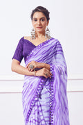 Purple Georgette Saree With Blouse Piece