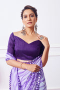 Purple Georgette Saree With Blouse Piece