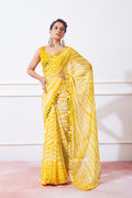 Yellow Georgette Saree With Blouse Piece