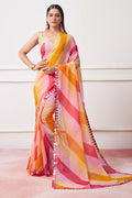 Multicolor Georgette Saree With Blouse Piece