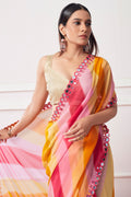 Multicolor Georgette Saree With Blouse Piece