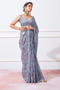 Grey Georgette Saree With Blouse Piece