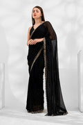 Black Chiffon Saree With Blouse Piece